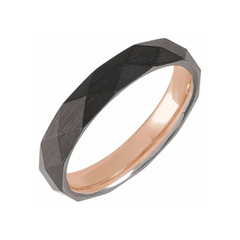 18K Rose Gold PVD Tungsten Faceted Band