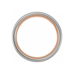 18K Rose Gold PVD & Black PVD Tungsten Flat Satin Grooved Band Size