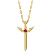 Natural Ruby Dagger 18" Necklace