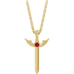 Natural Ruby Dagger 18" Necklace