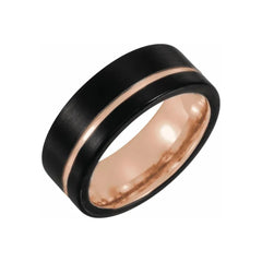 Black & 18K Rose Gold PVD Tungsten Band