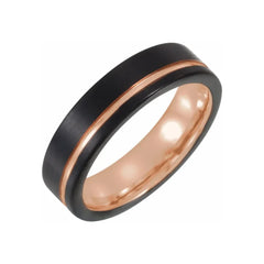 Black & 18K Rose Gold PVD Tungsten Band