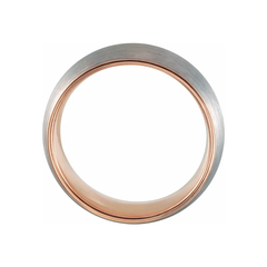 18K Rose Gold PVD Tungsten Round Size Band With Satin Finish
