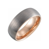 18K Rose Gold PVD Tungsten Round Size Band With Satin Finish