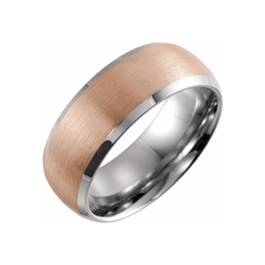 18K Rose Gold PVD Tungsten Beveled Satin Band