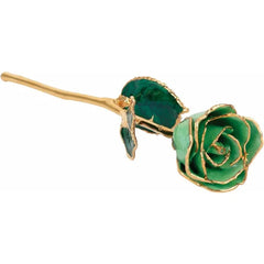 24K Peridot Colored Rose with Gold Trim