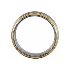 18K Yellow Gold PVD Tungsten Flat Stepped Edge Band