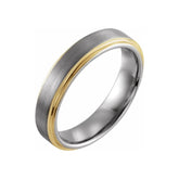 18K Yellow Gold PVD Tungsten Flat Stepped Edge Band