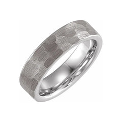 18K Rose Gold PVD Tungsten Flat Hammered Band