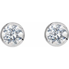 Round Bezel-Set Stud Earrings