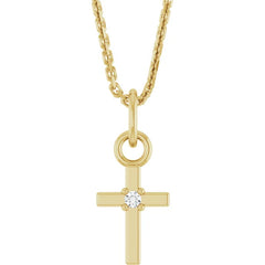 Natural Diamond Cross 16" Necklace