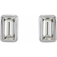 Straight Baguette Bezel-Set Stud Earrings