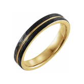 18K Yellow Gold PVD & Black PVD Tungsten Grooved Hammered Band