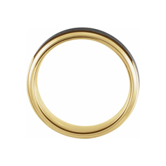 18K Yellow Gold PVD & Black PVD Tungsten Flat Stepped Edge Band