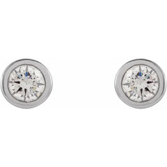 Round Micro Bezel-Set Stud Earrings