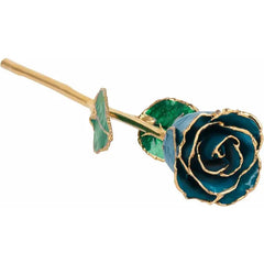 24K Blue Zircon Colored Rose with Gold Trim