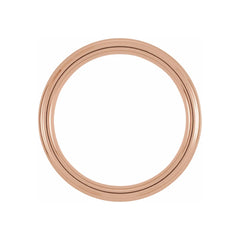 18K Rose Gold PVD Tungsten Beveled Stepped Edge Satin Band