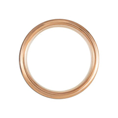 18K Rose Gold PVD & Black PVD Tungsten Beveled Stepped Edge Satin Band