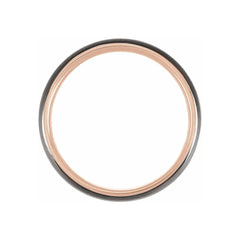 18K Rose Gold PVD & Black PVD Tungsten 5 mm Grooved Band Size 11