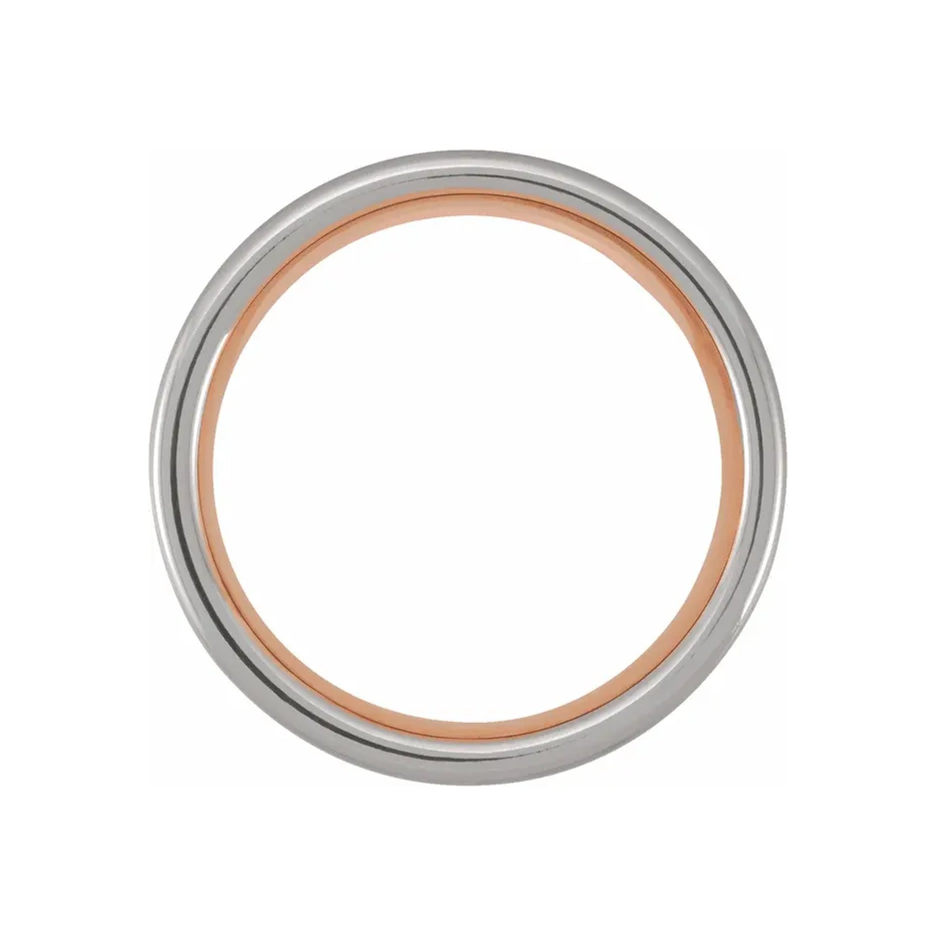 18K Rose Gold PVD & Black PVD Tungsten Flat Satin Grooved Band Size