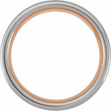 18K Rose Gold PVD & Black PVD Tungsten Flat Satin Grooved Band Size