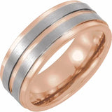 18K Rose Gold PVD Tungsten Grooved Band