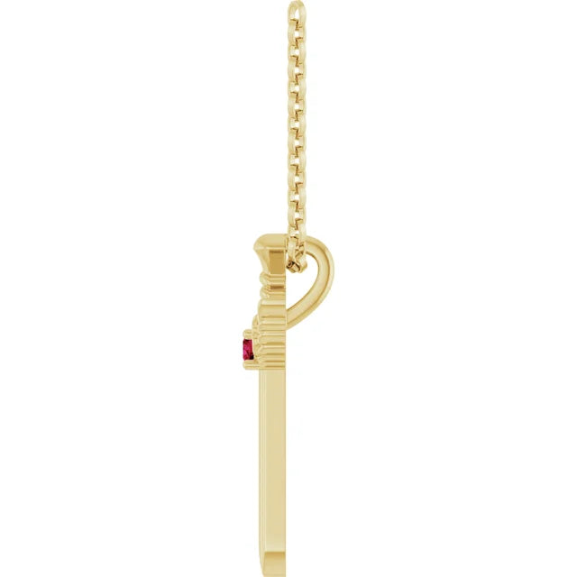 Natural Ruby Dagger 18" Necklace