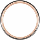 18K Rose Gold PVD & Black PVD Tungsten 5 mm Grooved Band Size 11