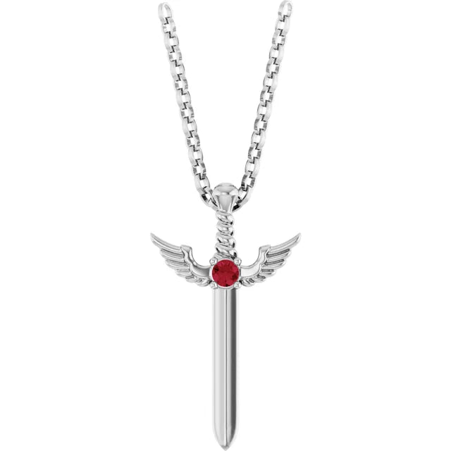 Natural Ruby Dagger 18" Necklace