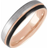 18K Rose Gold PVD & Black PVD Tungsten 5 mm Grooved Band Size 11