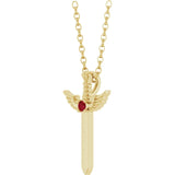 Natural Ruby Dagger 18" Necklace