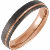 18K Rose Gold PVD & Black PVD Tungsten Grooved Band