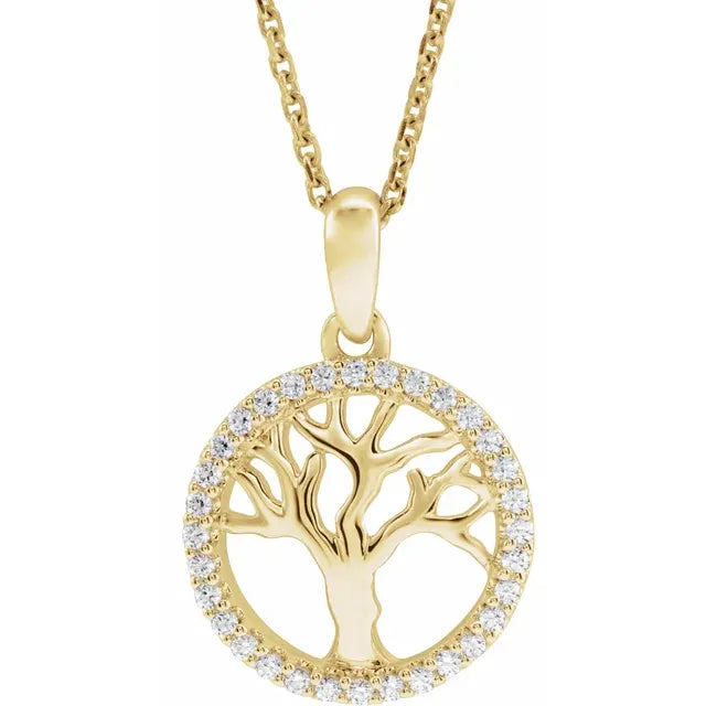Natural Diamond Tree of Life 16-18" Necklace