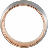 18K Rose Gold PVD Tungsten Half Round Size Band With Satin Finish