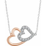 Natural Diamond Double Heart 16-18" Necklace