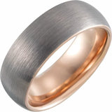 18K Rose Gold PVD Tungsten Half Round Size Band With Satin Finish