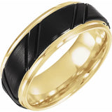 18K Yellow Gold & Black PVD Tungsten Grooved Band