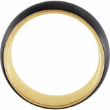 18K Gold PVD & Black PVD Tungsten Half Round Band