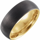 18K Gold PVD & Black PVD Tungsten Half Round Band