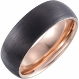 18K Gold PVD & Black PVD Tungsten Half Round Band