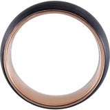 18K Gold PVD & Black PVD Tungsten Half Round Band