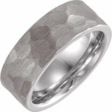 18K Gold PVD Tungsten Flat Hammered Band