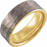 18K Gold PVD Tungsten Flat Hammered Band