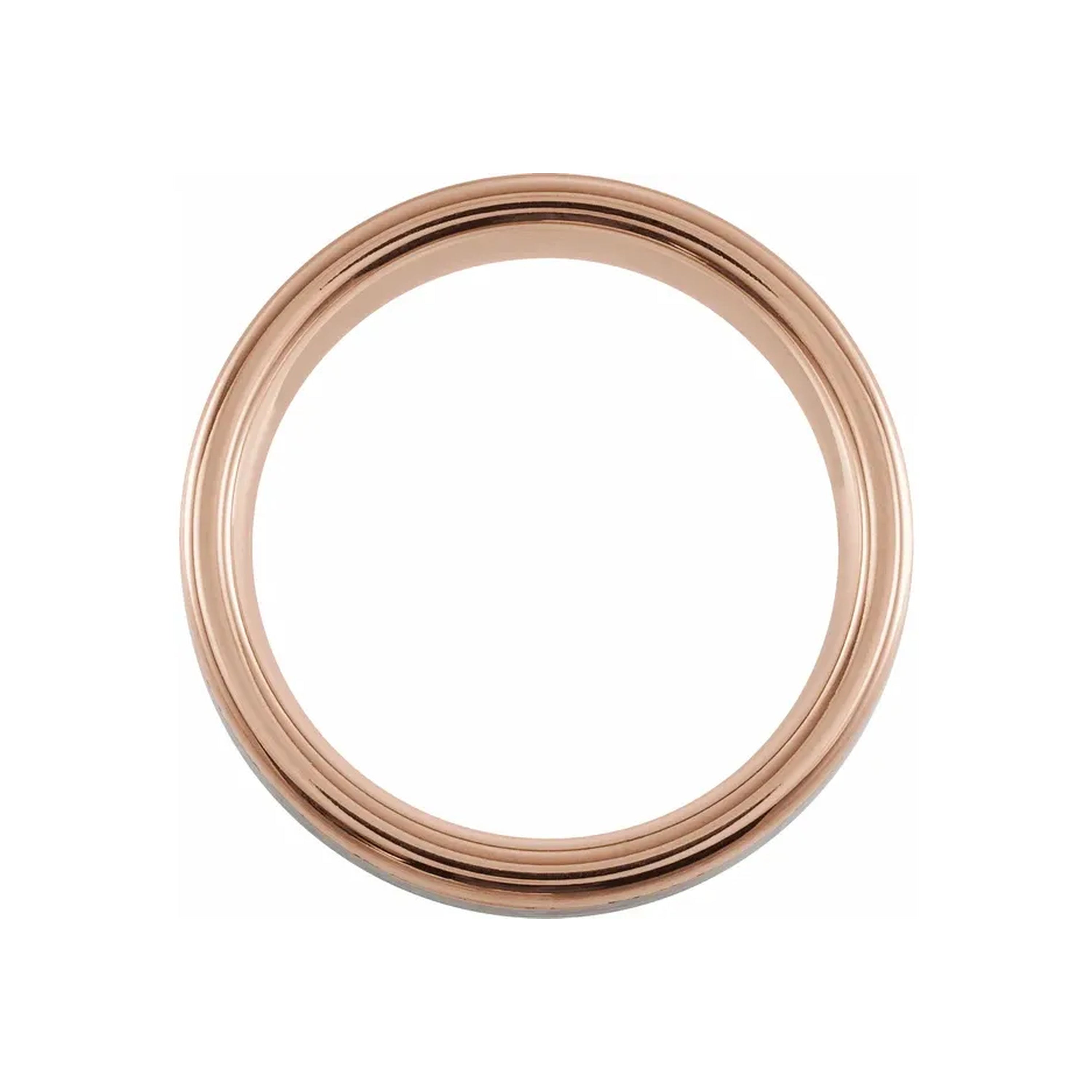 18K Rose Gold PVD Tungsten Round Band