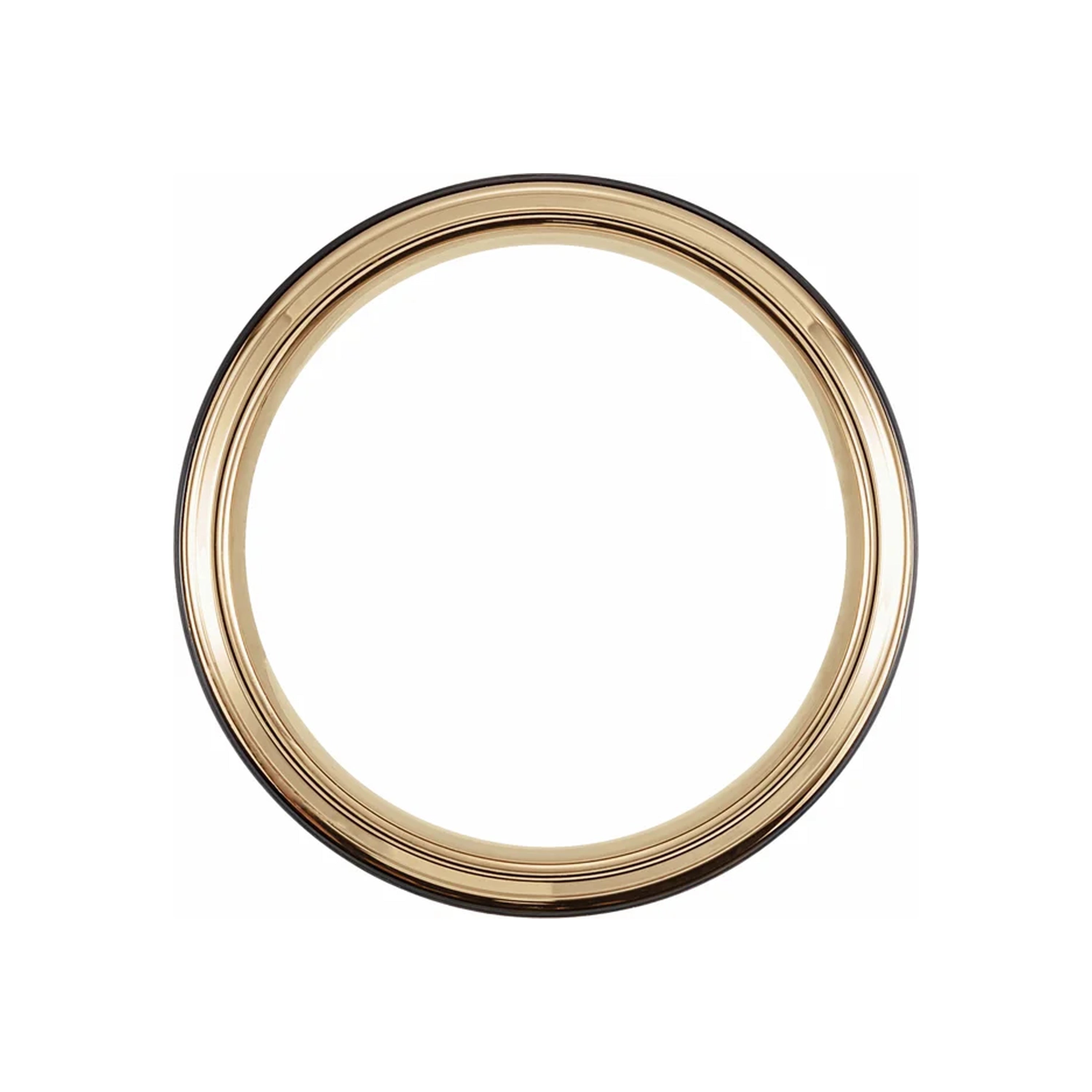 18K Yellow Gold & Black PVD Tungsten Beveled Stepped Edge Band