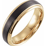 18K Yellow Gold & Black PVD Tungsten Beveled Stepped Edge Band