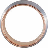 18K Rose Gold PVD Tungsten Round Grooved Satin Band