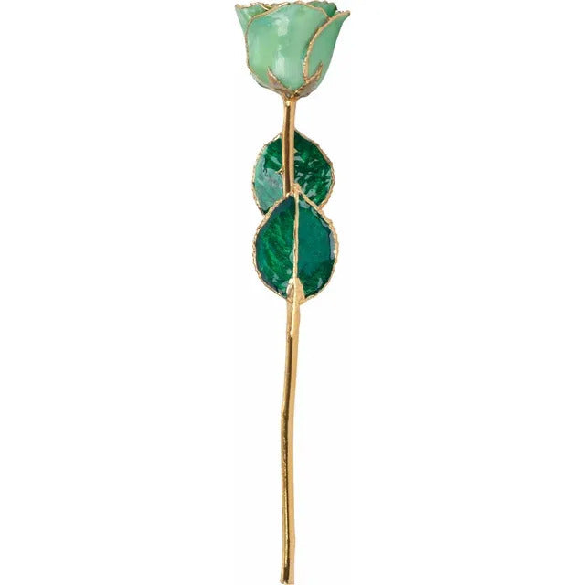 24K Peridot Colored Rose with Gold Trim Imagen secundaria del producto