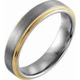 18K Yellow Gold PVD Tungsten Flat Stepped Edge Band