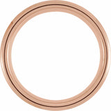 18kt Rose Gold Beveled Grooved Satin Band